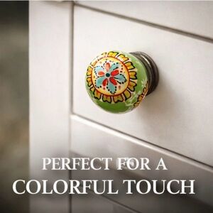 Floral Ceramic Knob with Hardware